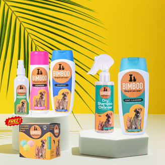 Bimboo Pet Care Grooming Kit with Free Shampoo Dispenser Brush