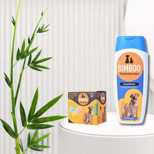BIMBOO Dog & Cat Shampoo with Dispenser Brush